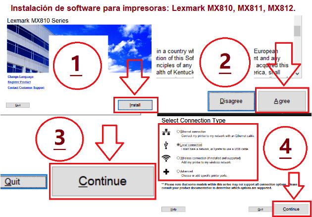Instalación de software para impresoras: Lexmark MX810, MX811, MX812.