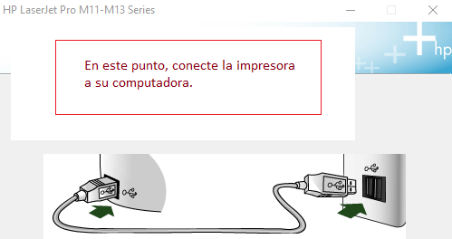 En este punto, conecte la impresora a su computadora.