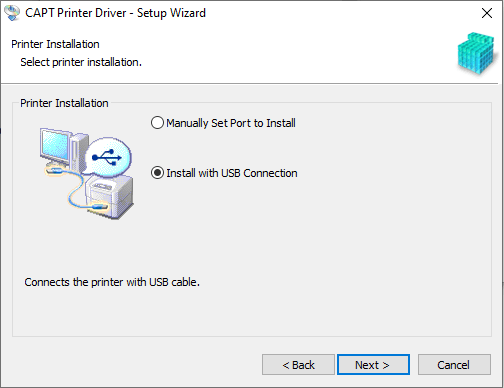 Elija cómo desea conectarse a su computadora y comience a instalar el software