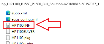 Después de extraerlo, el archivo INF se encuentra aquí: HP1100.INF